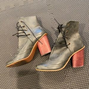 Leather Lace-Up Booties